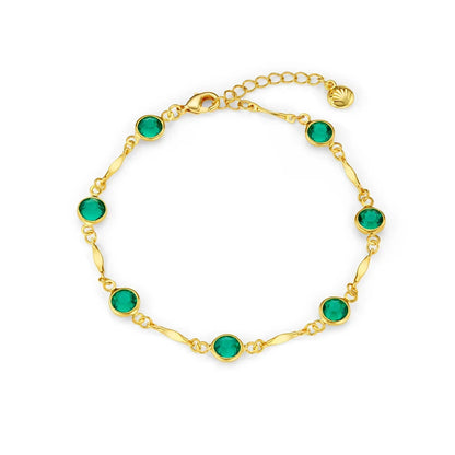 Smaragden Schakel Schakelarmband | Goud