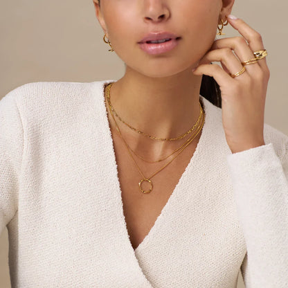 Open Circle Three Row Ketting | Goud