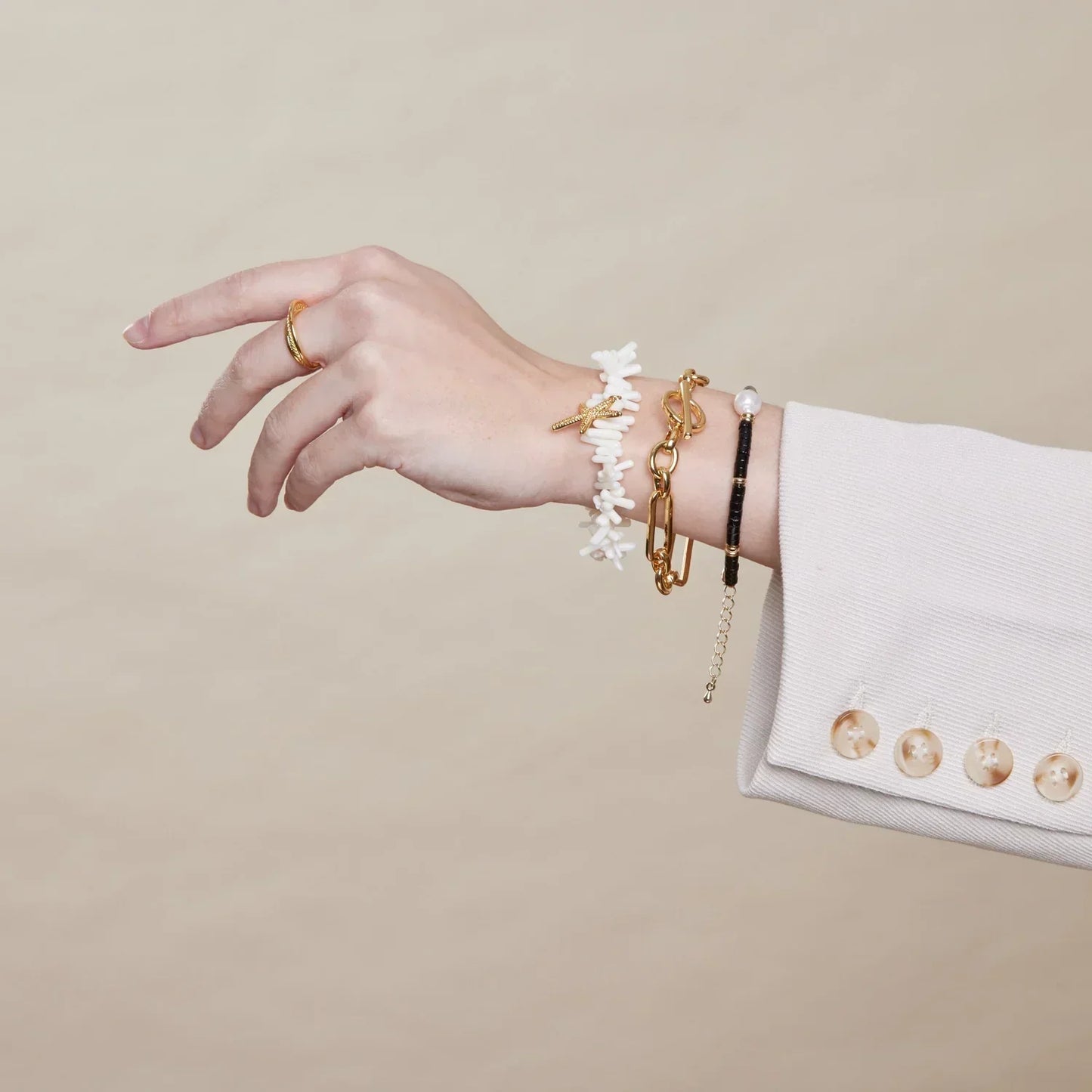 Schakel T-Bar Armband | Goud