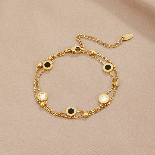 Onyx & Witte Steen Armband