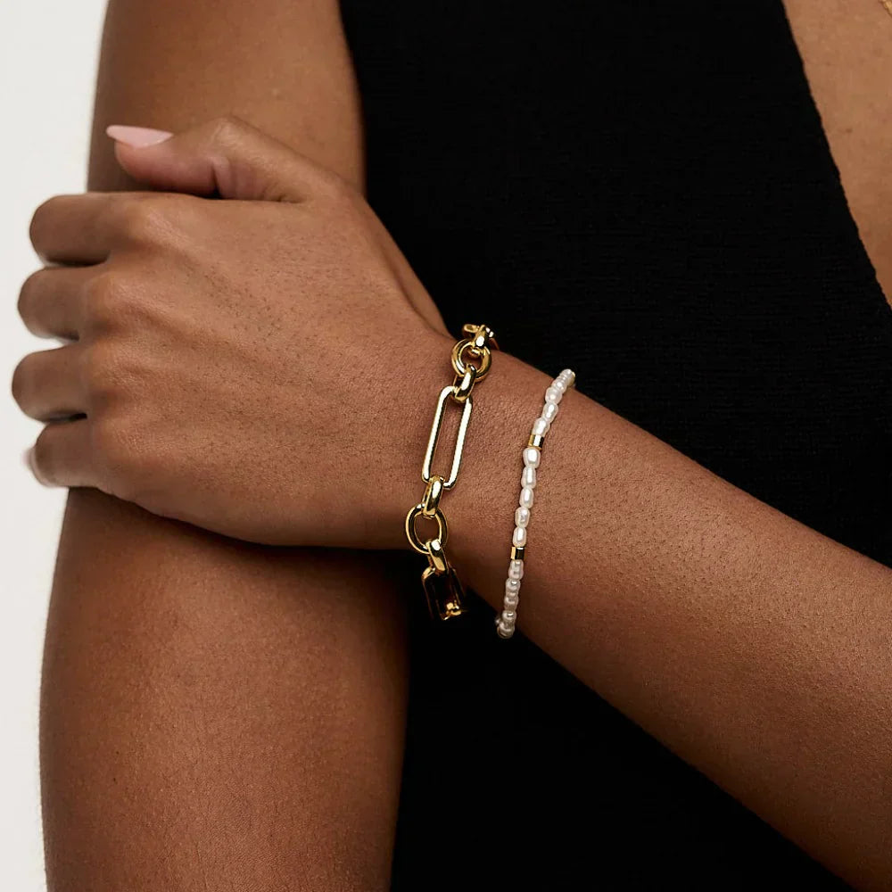 Schakel T-Bar Armband | Goud