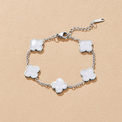 Zilveren Klavertje Armband