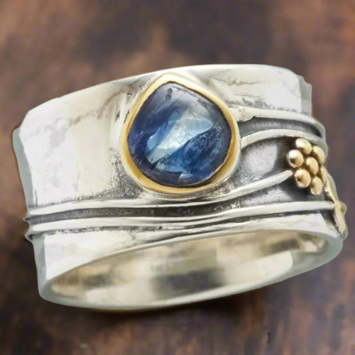 Zilveren en Gouden Bezel Accent Ring
