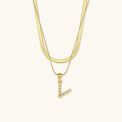 Fiona Gelaagde Gouden Initiaal Letter Ketting
