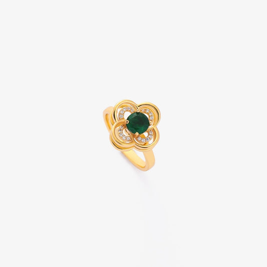 Gouden Smaragden Blossom Ring