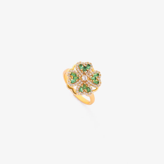Gouden Smaragden Bloemen Ring
