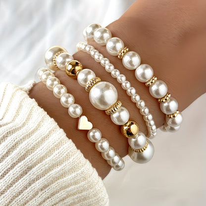 Parel Stacking Armband Set van 4