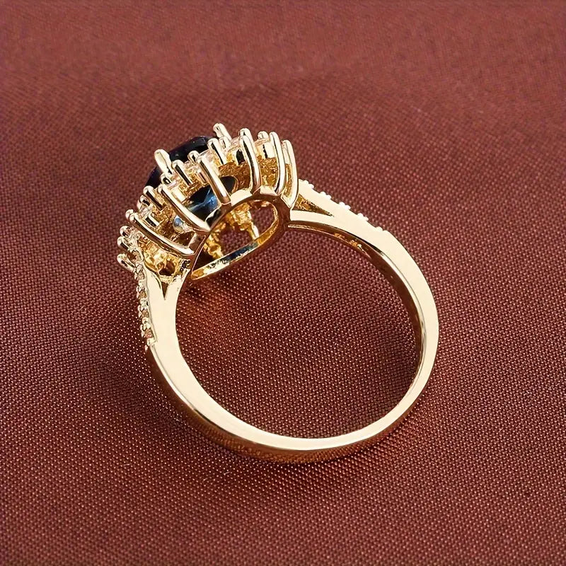 Gouden Saffieren Halo Ring