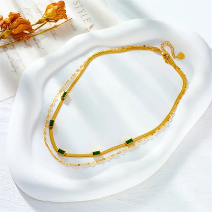 Sister Gem Double-Layer Retro Ketting | Goud