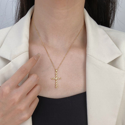 Kristallen Twist Kruis Ketting | Goud