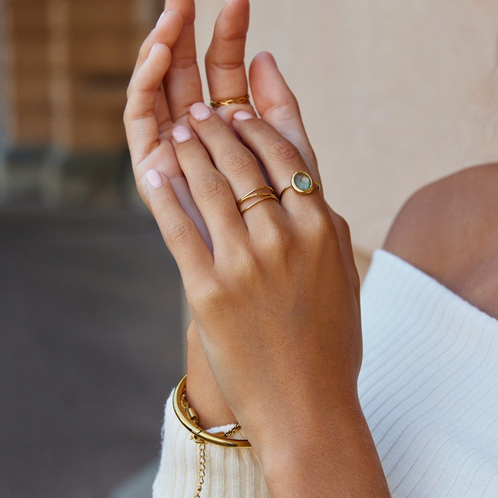 Aquamarijn Kristal Gouden Ring