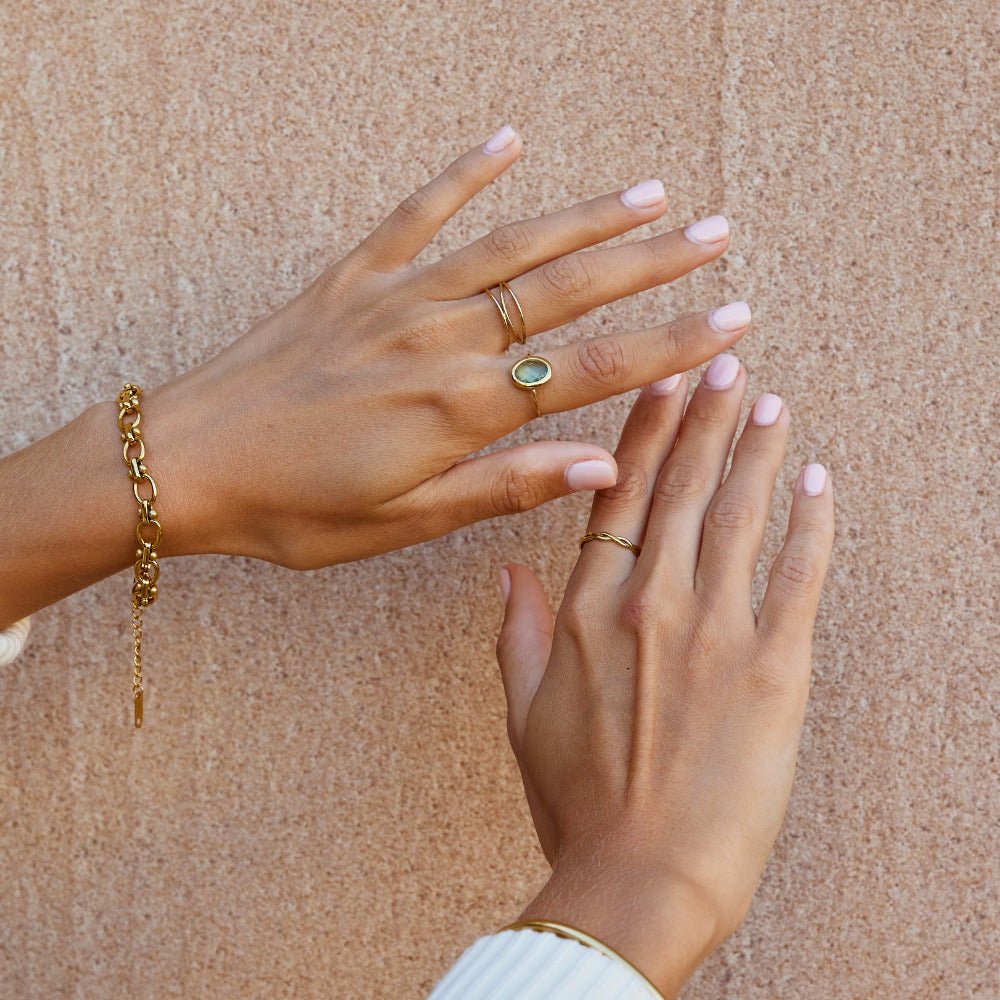Aquamarijn Kristal Gouden Ring