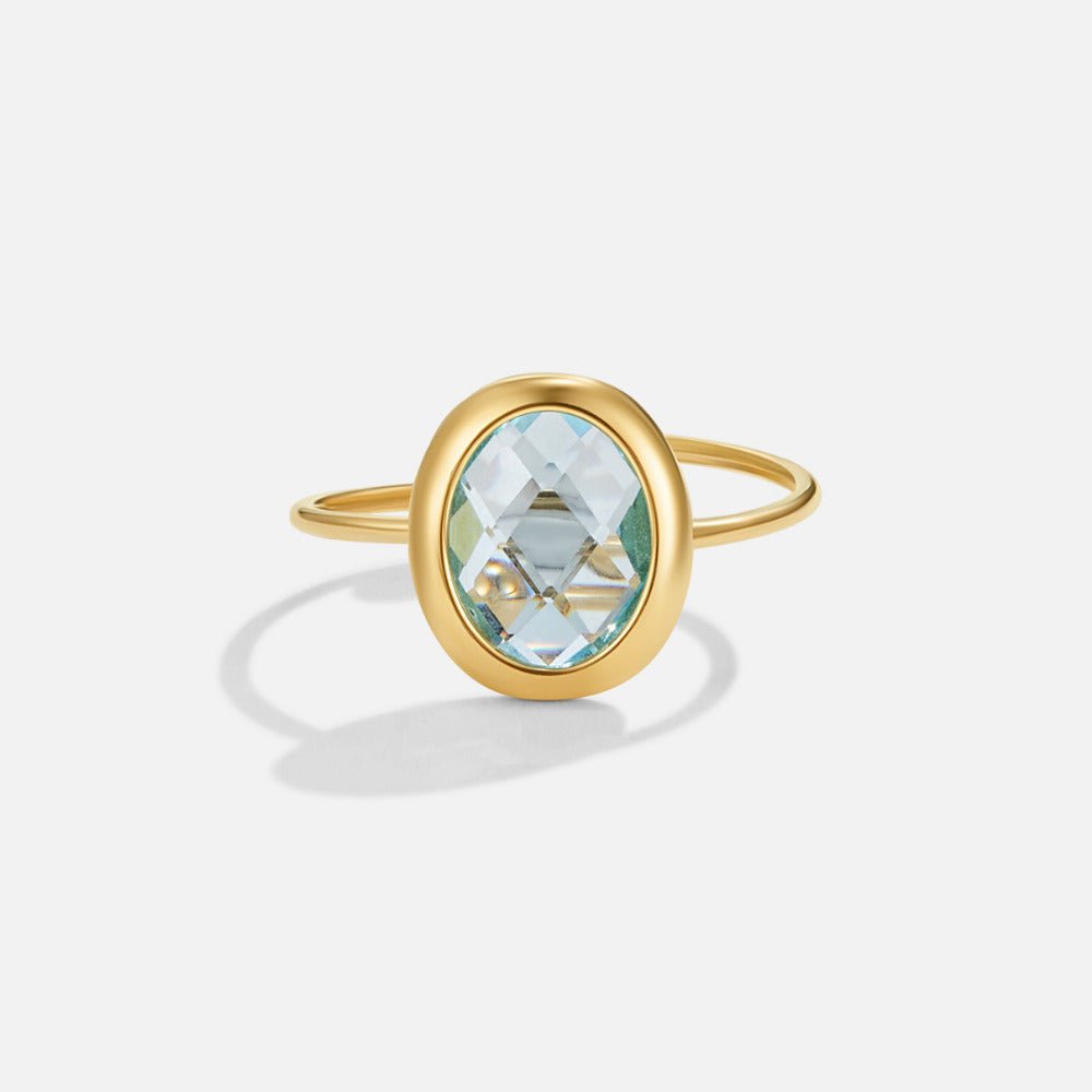 Aquamarijn Kristal Gouden Ring