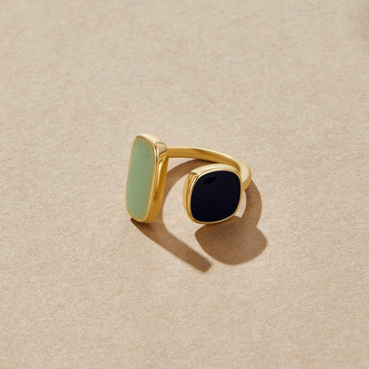 Gouden Dual Steen Open Ring