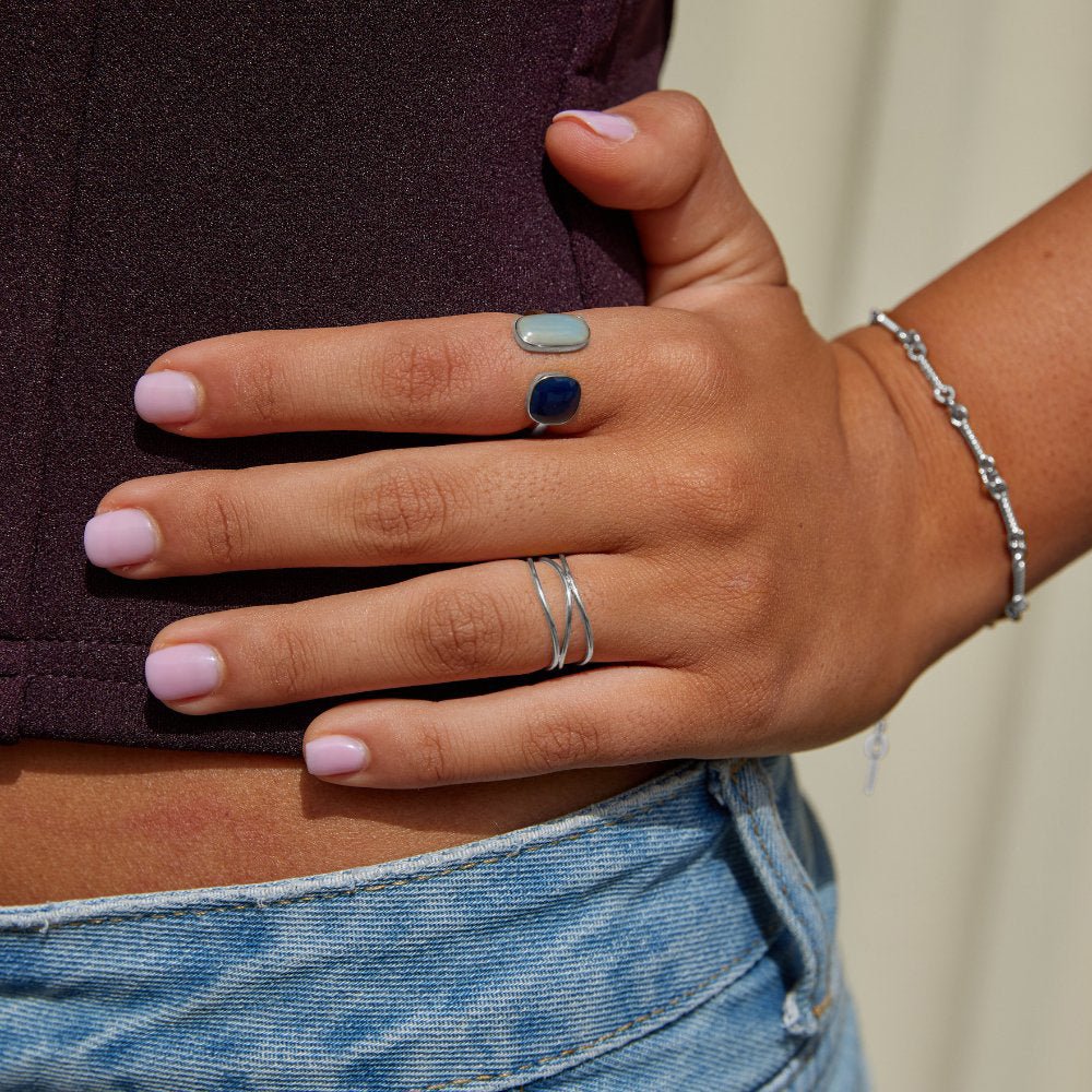 Aquamarijn Wikkel Zilveren Ring