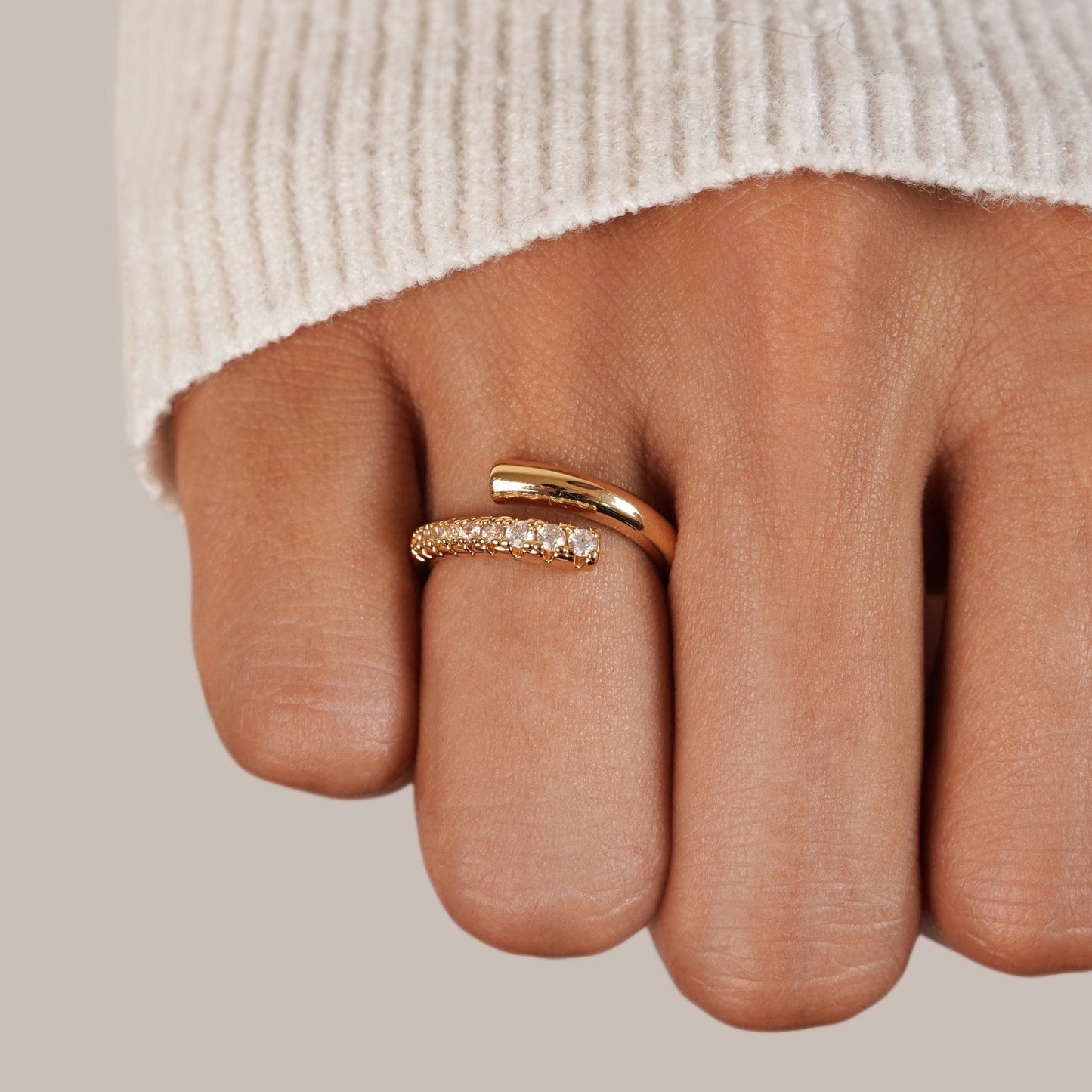 Arya Gouden & Kristallen Wrap Ring