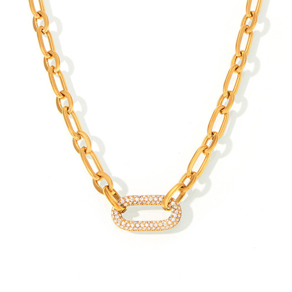 Paved Chunky Ketting Schakel Sieraad Set | Goud