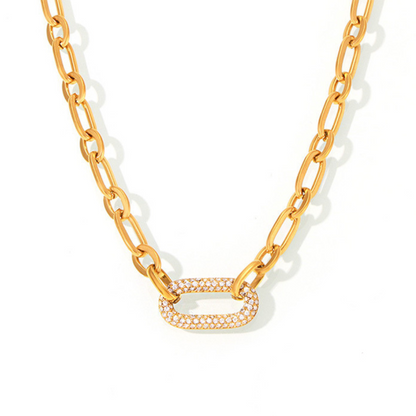 Paved Chunky Ketting Schakel Sieraad Set | Goud