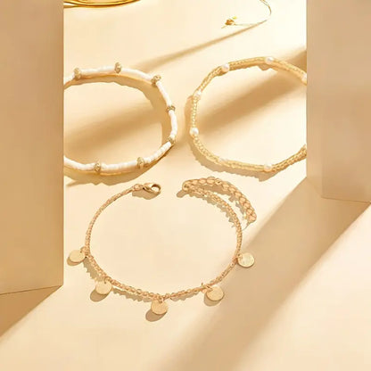 Coastal Bedel 3-Piece Gelaagde Enkelbandje Set | Goud