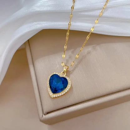 Gouden Saffieren Hart Ketting
