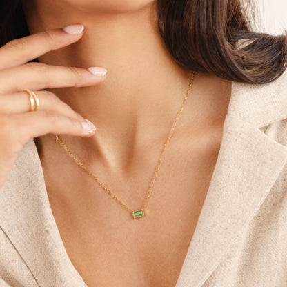 Baguette Geboortesteen Ketting