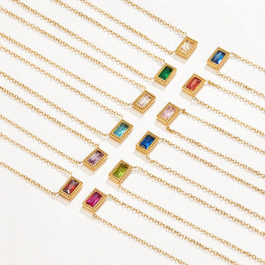 Baguette Geboortesteen Ketting