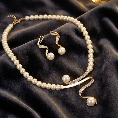 Elegante Natuurlijke Parel Ketting Set
