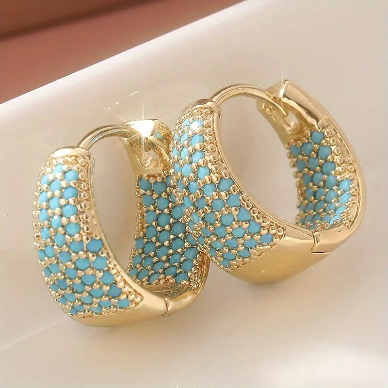Golden-Tone Turkoois Kralen Creolen | Goud