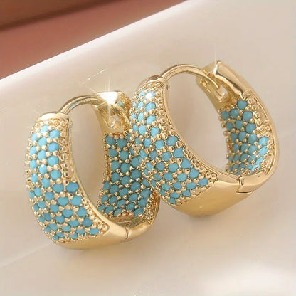 Golden-Tone Turkoois Kralen Creolen | Goud