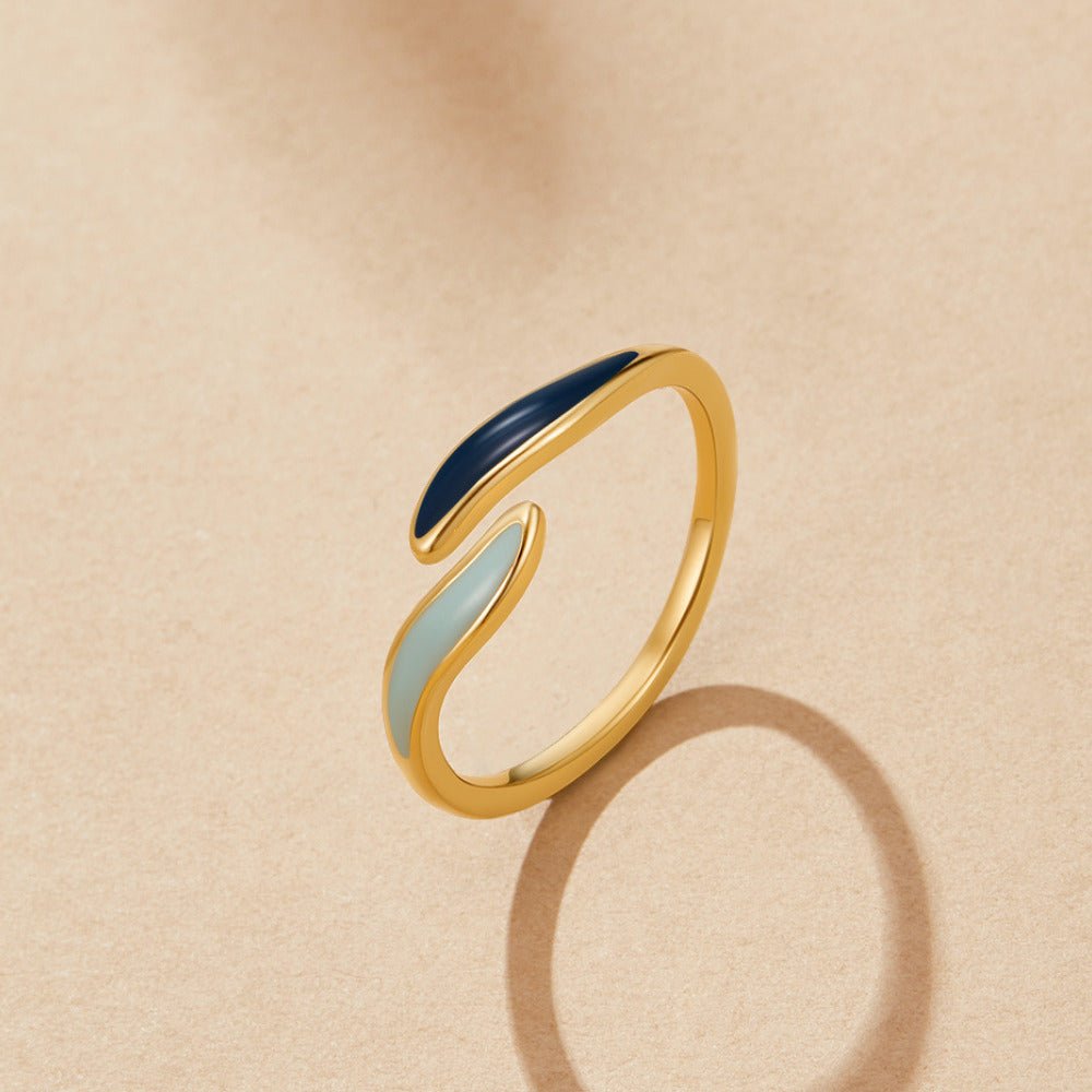Blauwe Oceaan Golven Wrap Ring