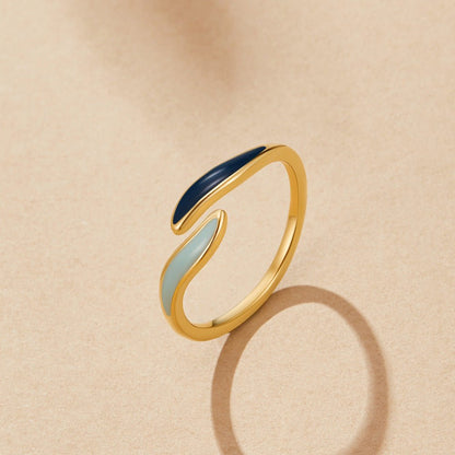 Blauwe Oceaan Golven Wrap Ring
