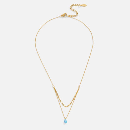 Blauwe Opal Teardrop Gelaagde Ketting