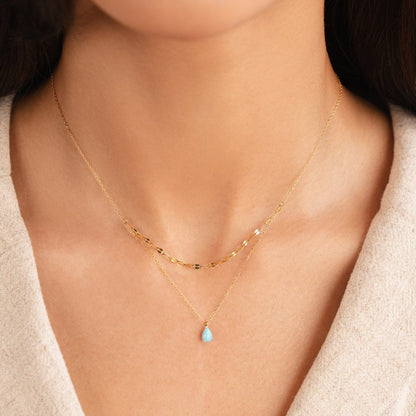 Blauwe Opal Teardrop Gelaagde Ketting
