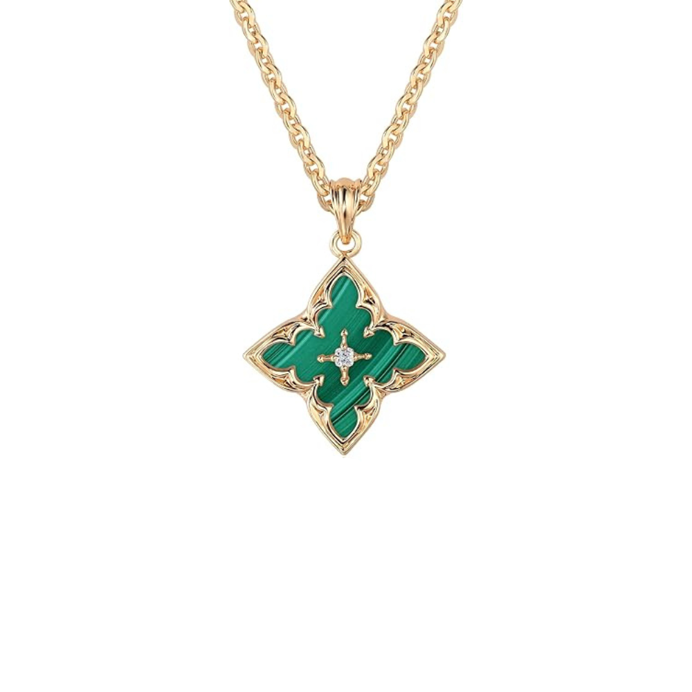 Smaragden Clover Hanger Ketting | Goud