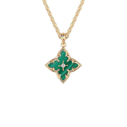Smaragden Clover Hanger Ketting | Goud