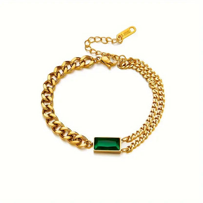 Gouden Smaragden Bar Schakelarmband