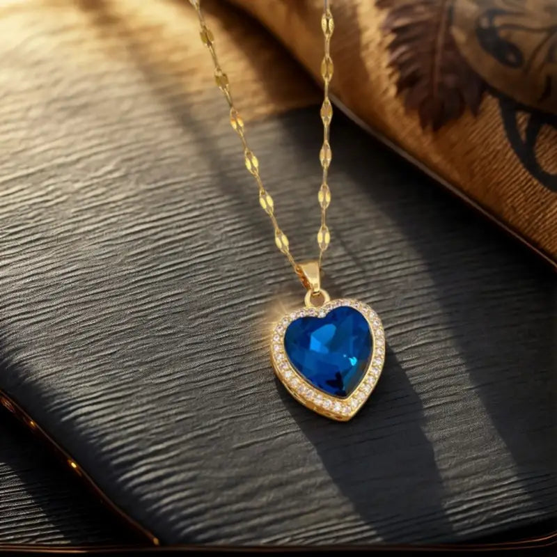 Gouden Saffieren Hart Ketting