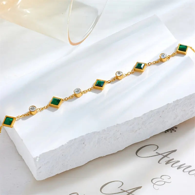Gouden Smaragden Station Armband