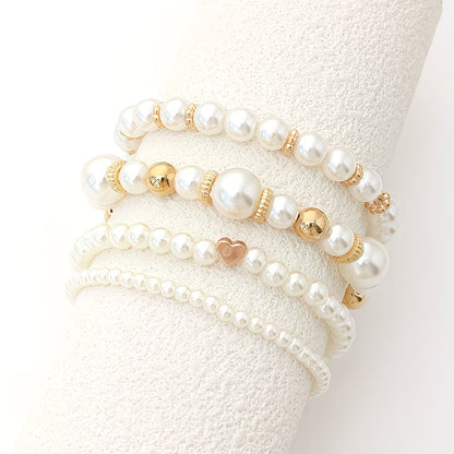 Parel Stacking Armband Set van 4