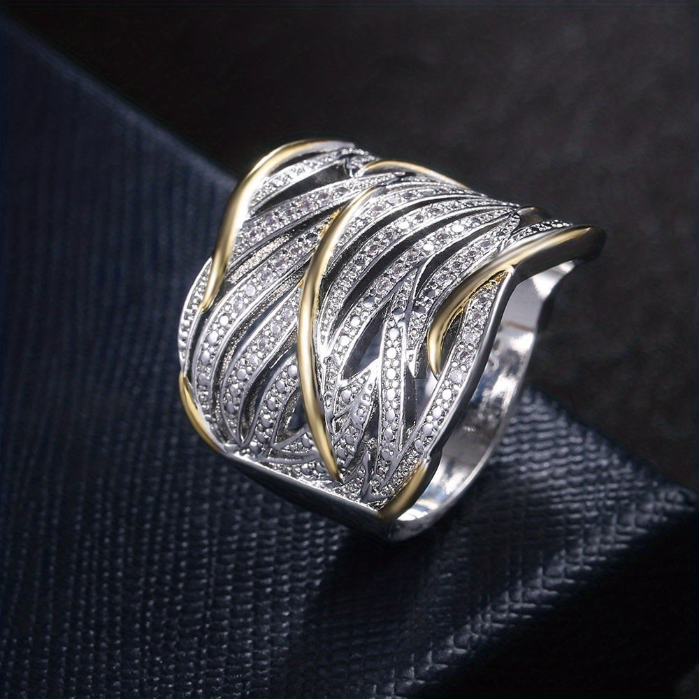 Zilveren en Gouden Geweven Band Ring