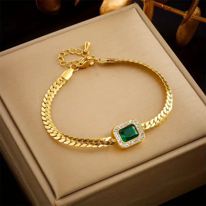 Gouden Smaragden Schakelarmband