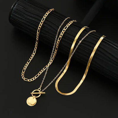 Savira Textured Coin Gelaagde Ketting | Goud
