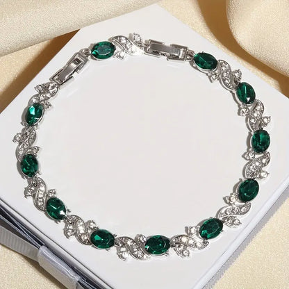 Zilveren Smaragden Vintage Schakel Armband