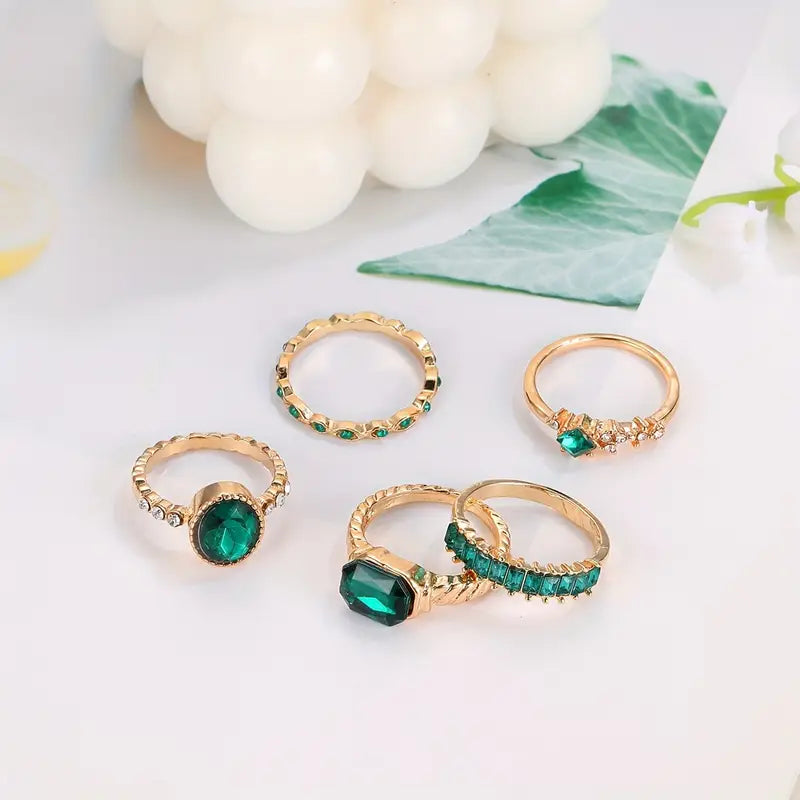 Gouden Smaragden Ring Set