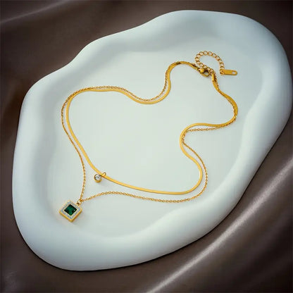 Gouden Smaragden Gelaagde Ketting
