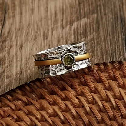 Zilveren en Gouden Rustic Band Ring
