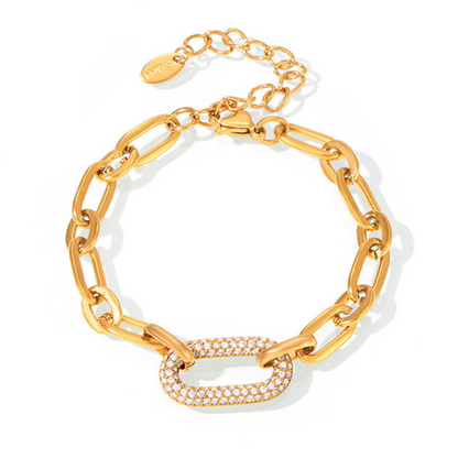 Paved Chunky Ketting Schakel Sieraad Set | Goud