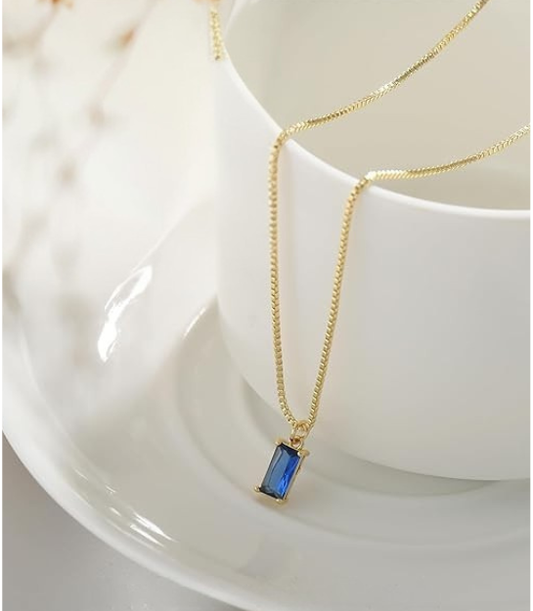 Gouden Saffieren Minimalistische Ketting