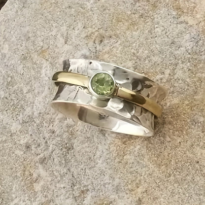 Zilveren en Gouden Rustic Band Ring