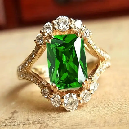 Gouden Smaragden Halo Ring